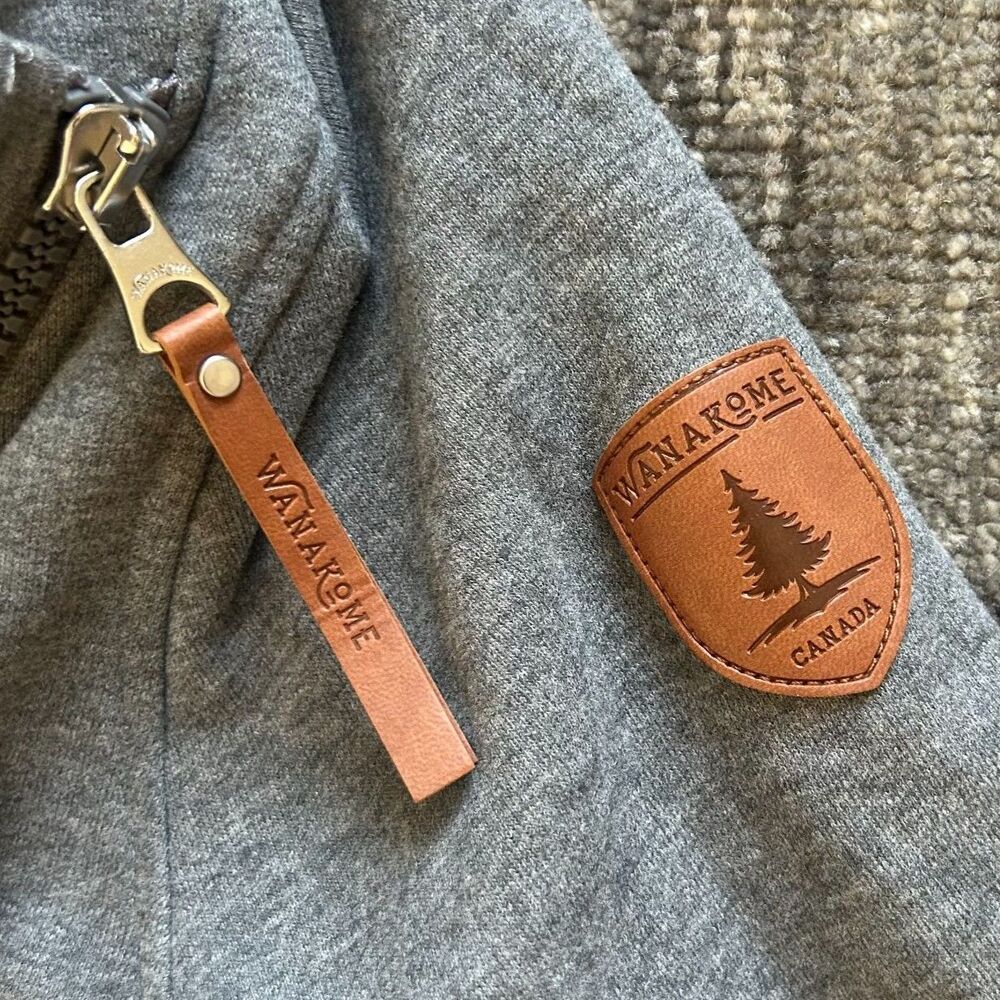 Wanakome Gray Funnel Neck Zip Hoodie with Rope Drawstrings - Picture 5 of 10
